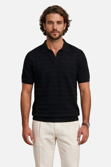 The Riviera Stripe-Trim Johnny Collar Polo