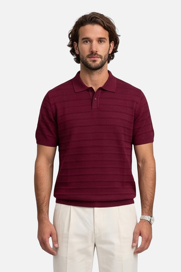 The Riviera Stripe-Trim Johnny Collar Polo