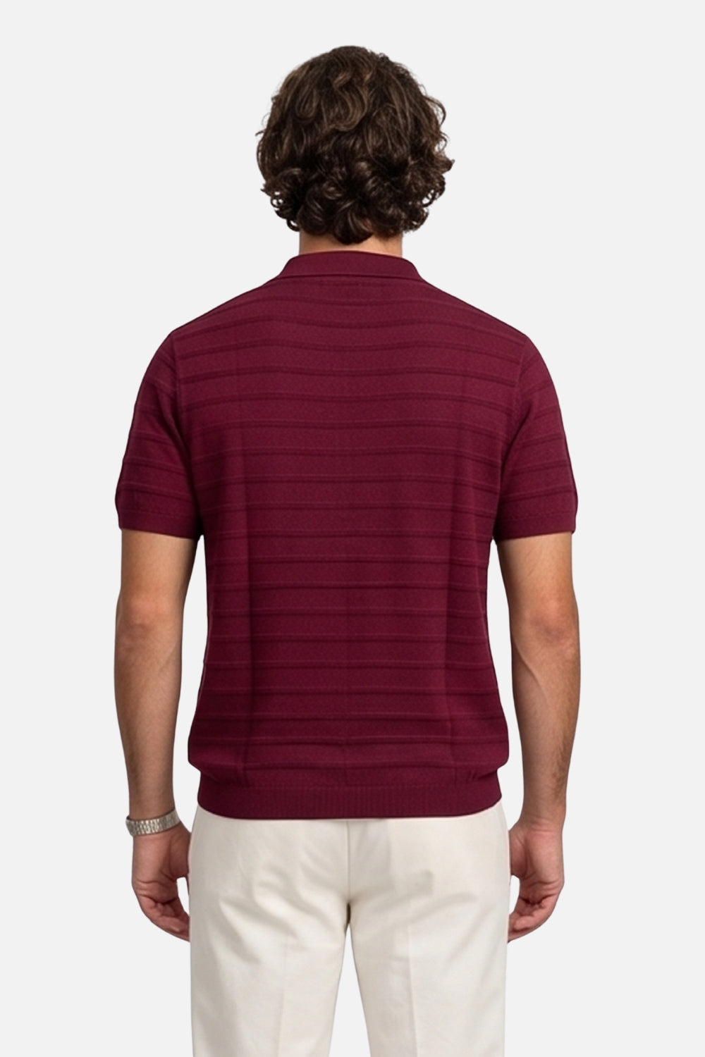 The Riviera Stripe-Trim Johnny Collar Polo