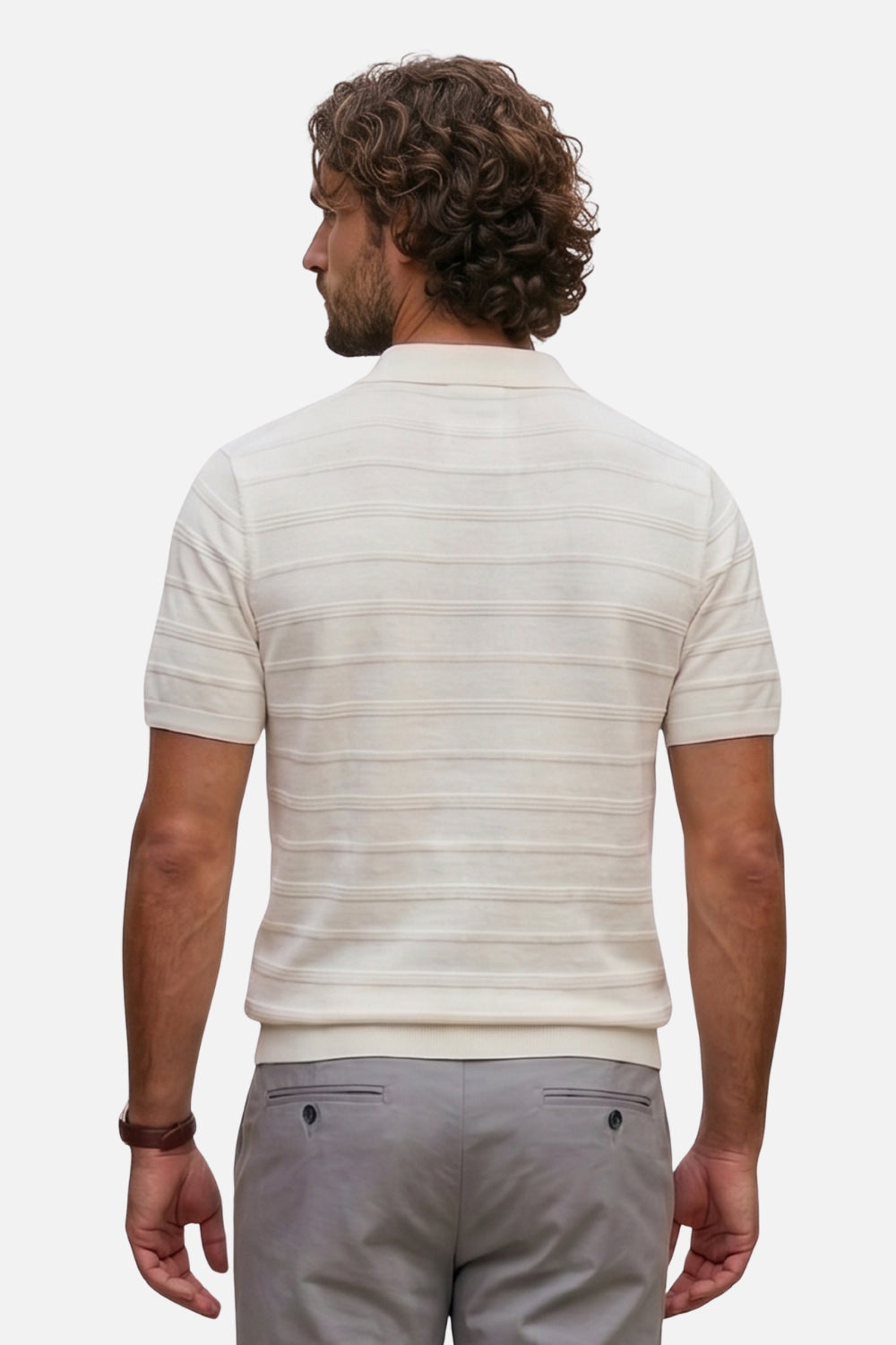 The Riviera Stripe-Trim Johnny Collar Polo