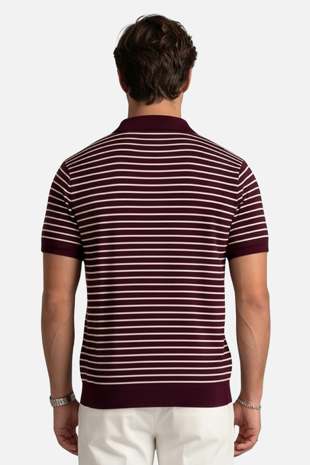 The Riviera Stripe Johnny Collar Polo