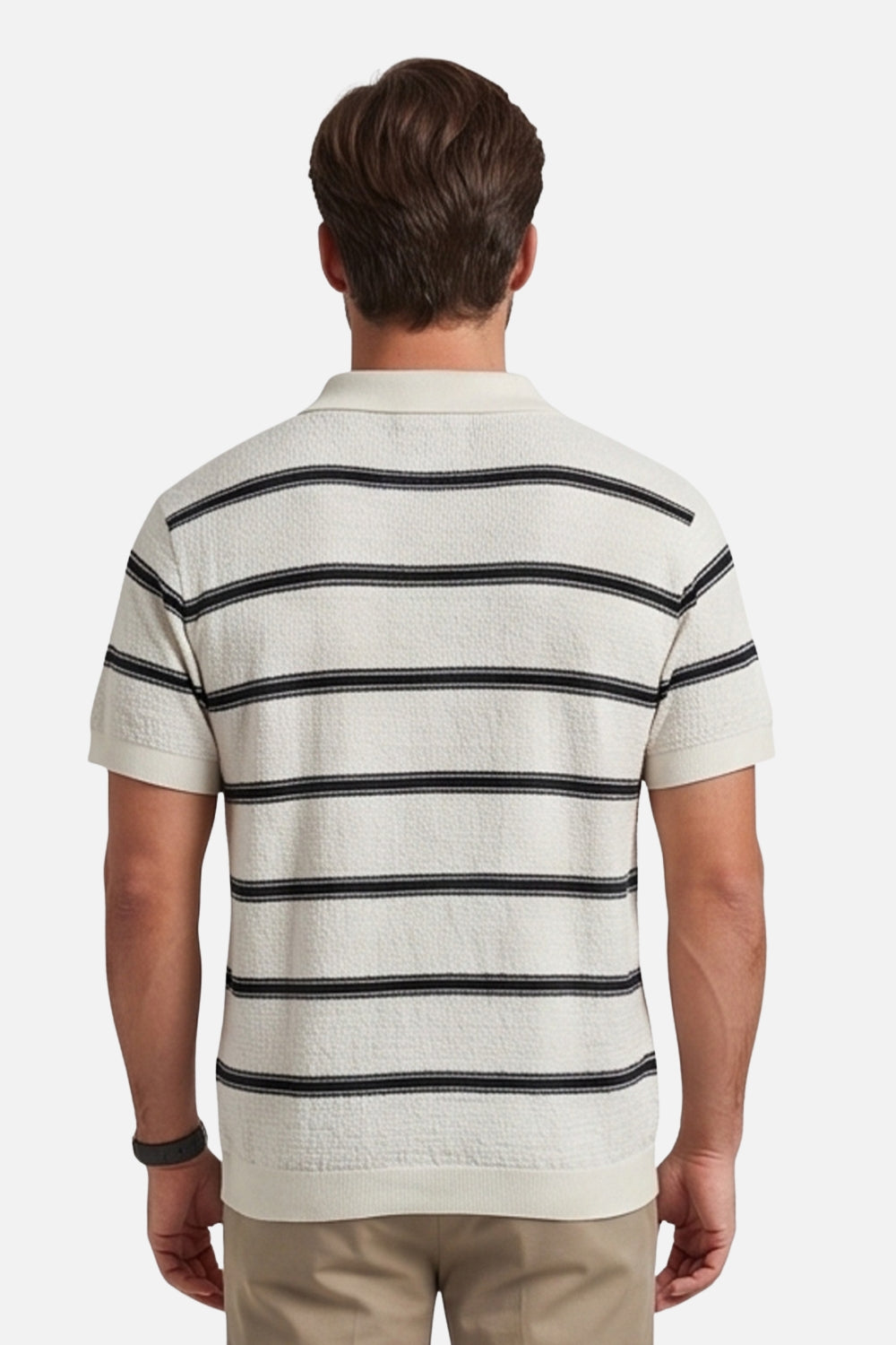 The Riviera Retro Striped Johnny Collar Polo