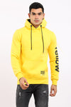 Printed Hoodie With Kangroo Pocket - Black & Yellow