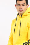 Printed Hoodie With Kangroo Pocket - Black & Yellow