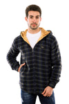 Padded Long Sleeves Zipper Hooded Jacket Navy