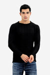 Knitted Acrylic Round Neck Pullover - Black