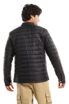 Quilted Band Neck Waterproof Jacket - Dark Grey