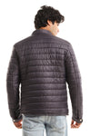 Quilted Band Neck Waterproof Jacket - Dark Grey