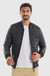 Elastic Cuffs & Hem Dark Grey Men Bomber Jacket