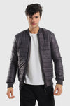 Elastic Cuffs & Hem Dark Grey Men Bomber Jacket