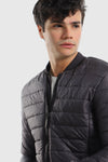 Elastic Cuffs & Hem Dark Grey Men Bomber Jacket