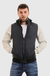 Front Zipper Hooded Neck Navy Blue Puffer Jacket