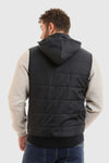 Front Zipper Hooded Neck Navy Blue Puffer Jacket