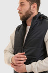 Front Zipper Hooded Neck Navy Blue Puffer Jacket