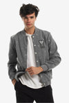 Love "R" Stitching Allover Heather Grey Baseball Jacket With Side Pockets