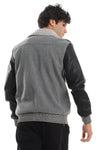 Sherpa Collar, Leather Sleeves Black & Heather Men Jacket