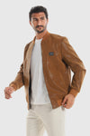 Textured Leather Zipper Closure Lightweight Jacket