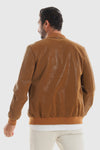 Textured Leather Zipper Closure Lightweight Jacket