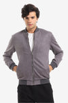 Casual Zipped Suede Jacket With Zipped Side Pockets