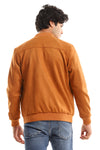 Casual Zipped Suede Jacket With Zipped Side Pockets