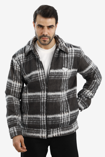 Men’s Plaid Wool Blend Zip Jacket