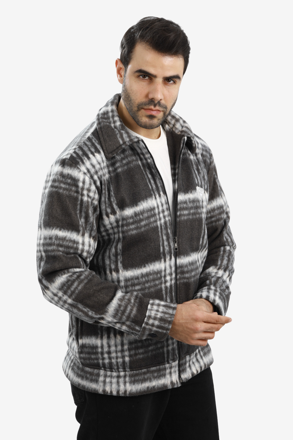 Men’s Plaid Wool Blend Zip Jacket