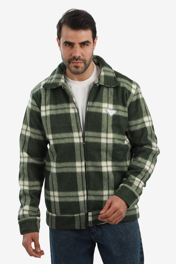 Men’s Plaid Wool Blend Zip Jacket