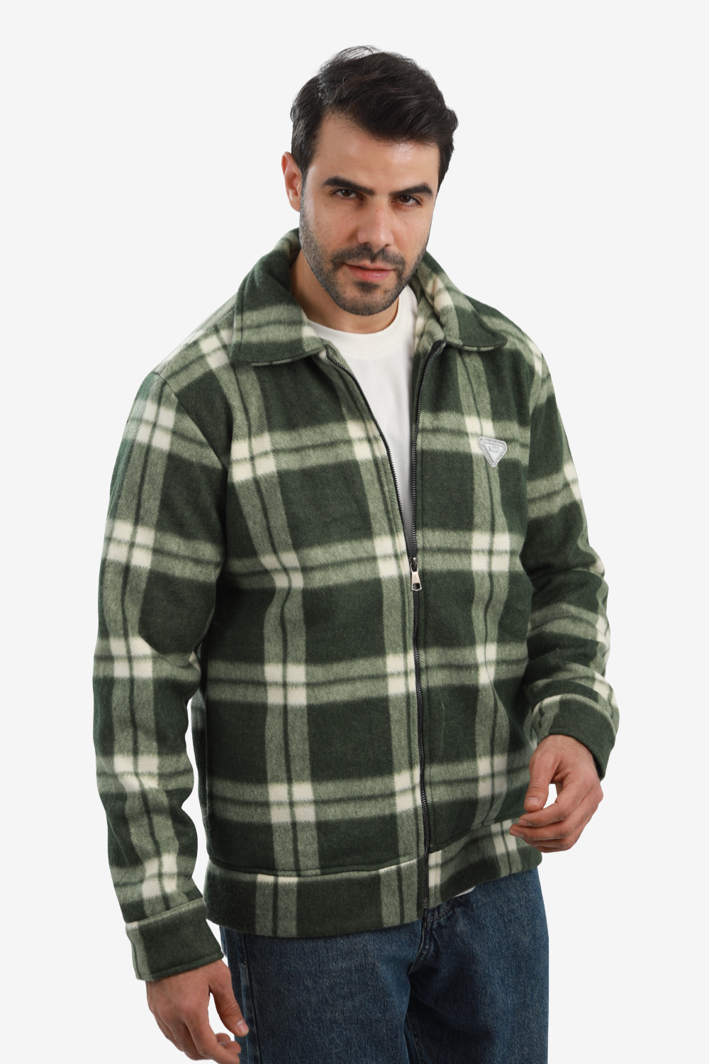 Men’s Plaid Wool Blend Zip Jacket