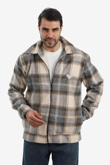 Men’s Plaid Wool Blend Zip Jacket