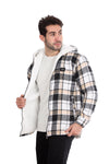 Padded Long Sleeves Zipper Hooded Jacket White