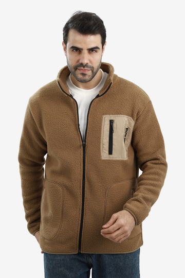 Ribbed Cuffs & Hem Quilted Hooded  Jacket - Brown