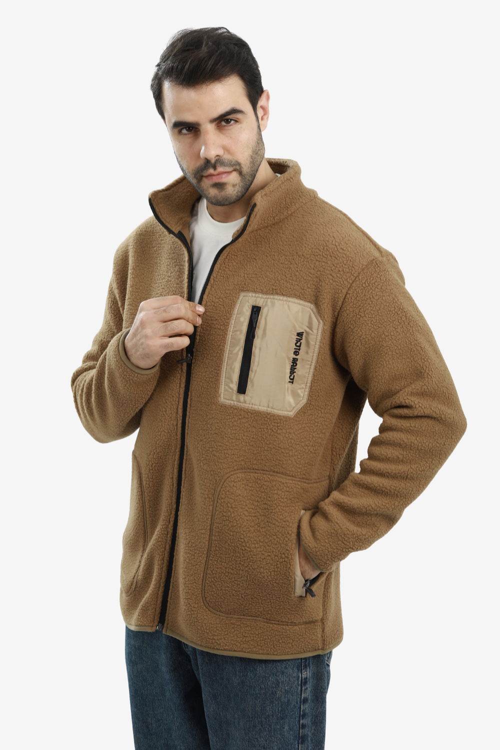 Ribbed Cuffs & Hem Quilted Hooded  Jacket - Brown