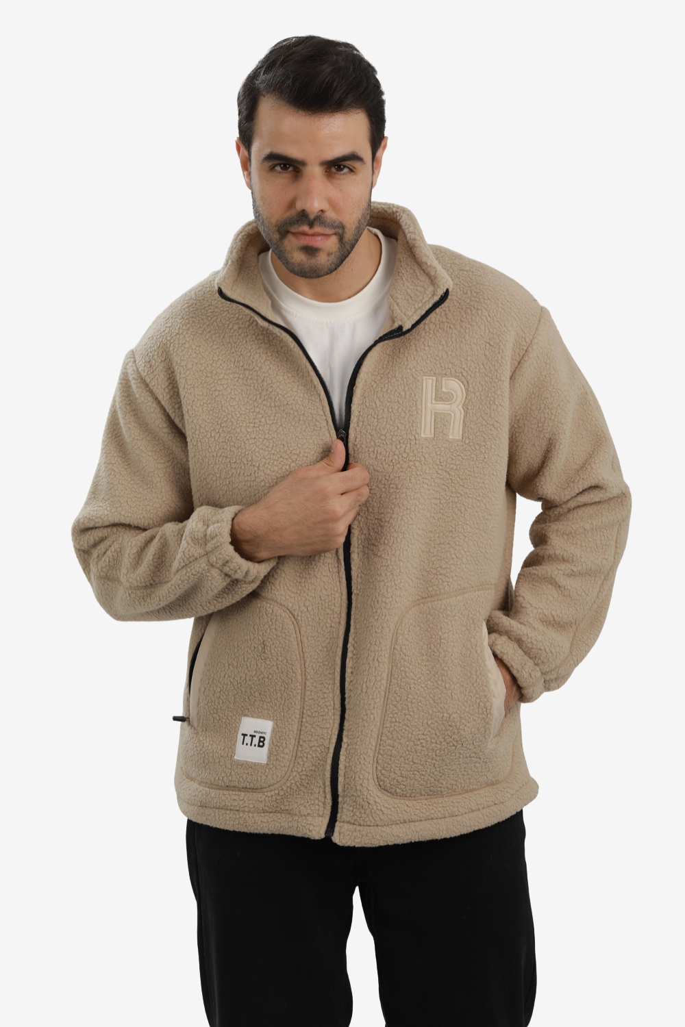 Ribbed Cuffs & Hem Quilted Hooded  Jacket - Beige