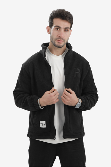 Ribbed Cuffs & Hem Quilted Hooded  Jacket -Black