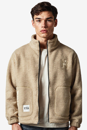Ribbed Cuffs & Hem Quilted Hooded  Jacket - Beige