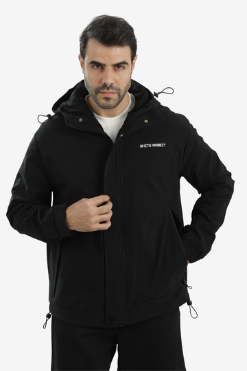 Men’s Soft Waterproof Hooded Jacket -Black