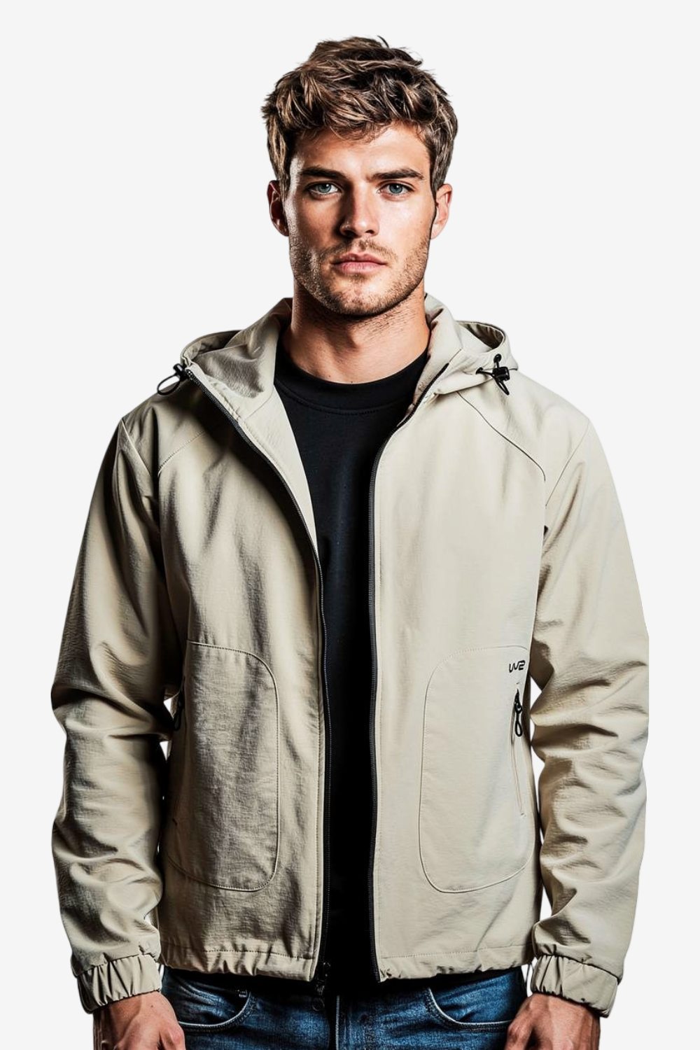 Men’s Soft Waterproof Hooded Jacket -Beige