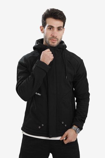 Men’s Softshell Water-Resistant Jacket – Full Zip Hooded Design