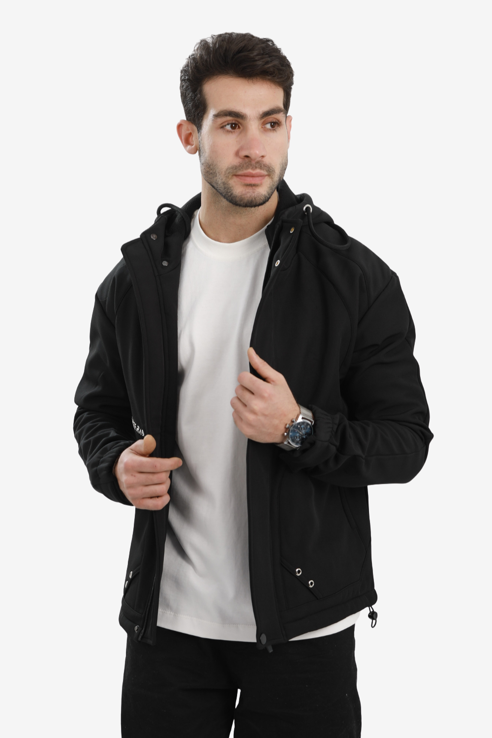 Men’s Softshell Water-Resistant Jacket – Full Zip Hooded Design