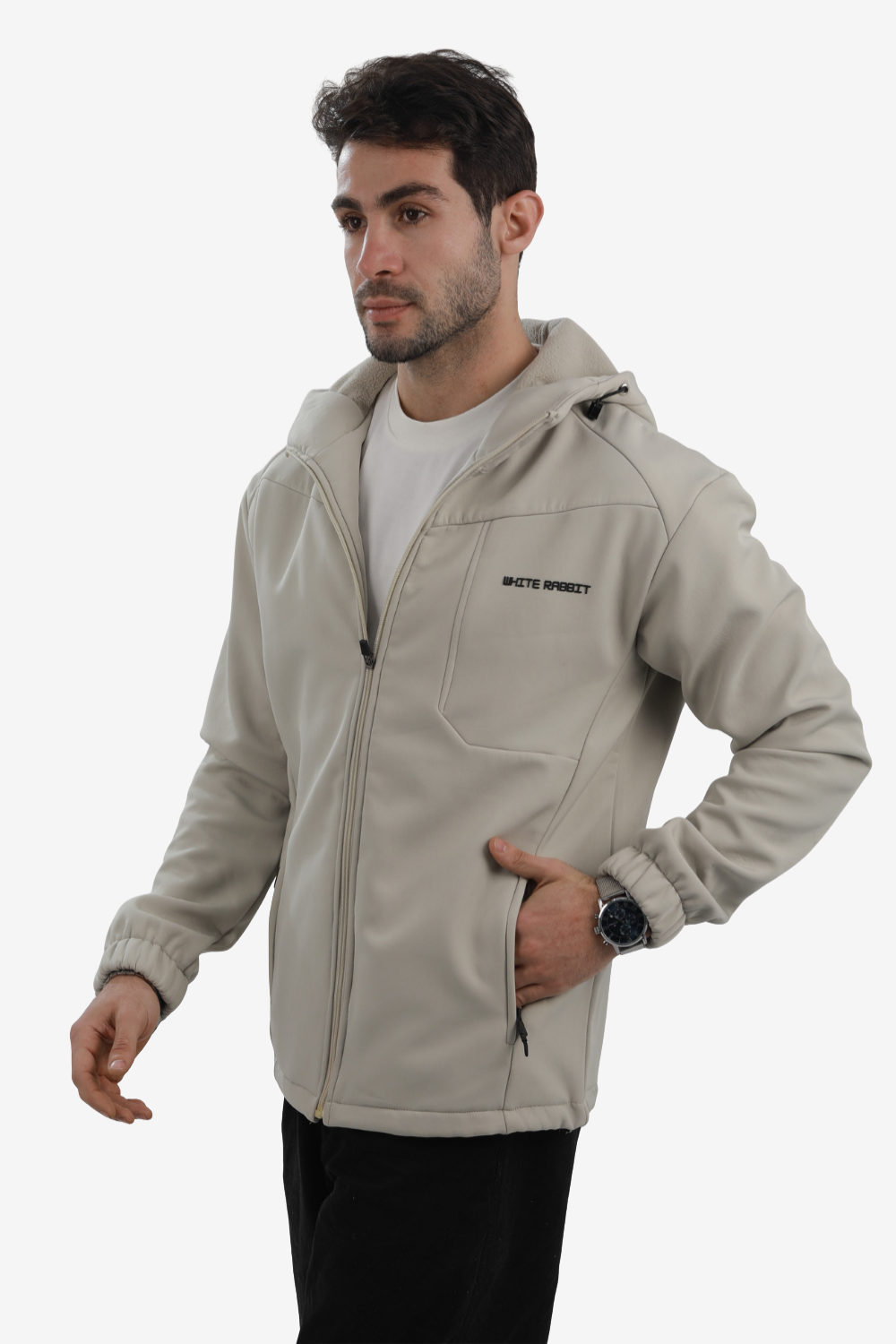 Men’s Softshell Water-Resistant Jacket – Full Zip Hooded Design