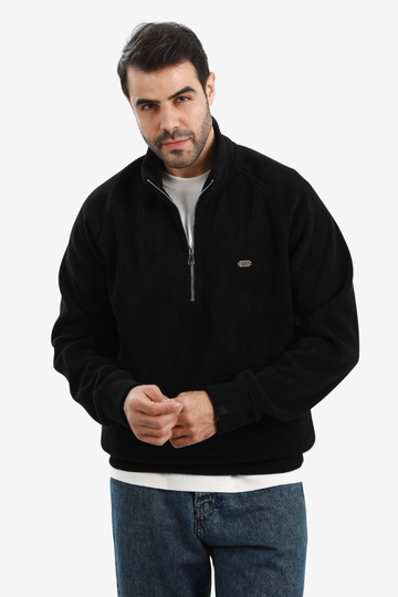 Men’s Half-Zip Ribbed Sweater – Black