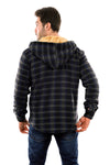 Padded Long Sleeves Zipper Hooded Jacket Navy