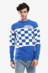 Knitted Pullover With Ribbed Hem – blue