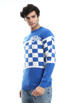 Knitted Pullover With Ribbed Hem – blue