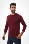 Basic Long Sleeves Round T-shirt – Burgundy