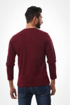 Basic Long Sleeves Round T-shirt – Burgundy