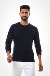 Basic Long Sleeves Round T-shirt –Navy