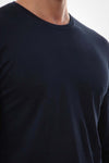 Basic Long Sleeves Round T-shirt –Navy