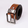 Metal Buckle Plain Leather Belt - Brown