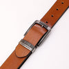 Metal Buckle Leather Belt - Black